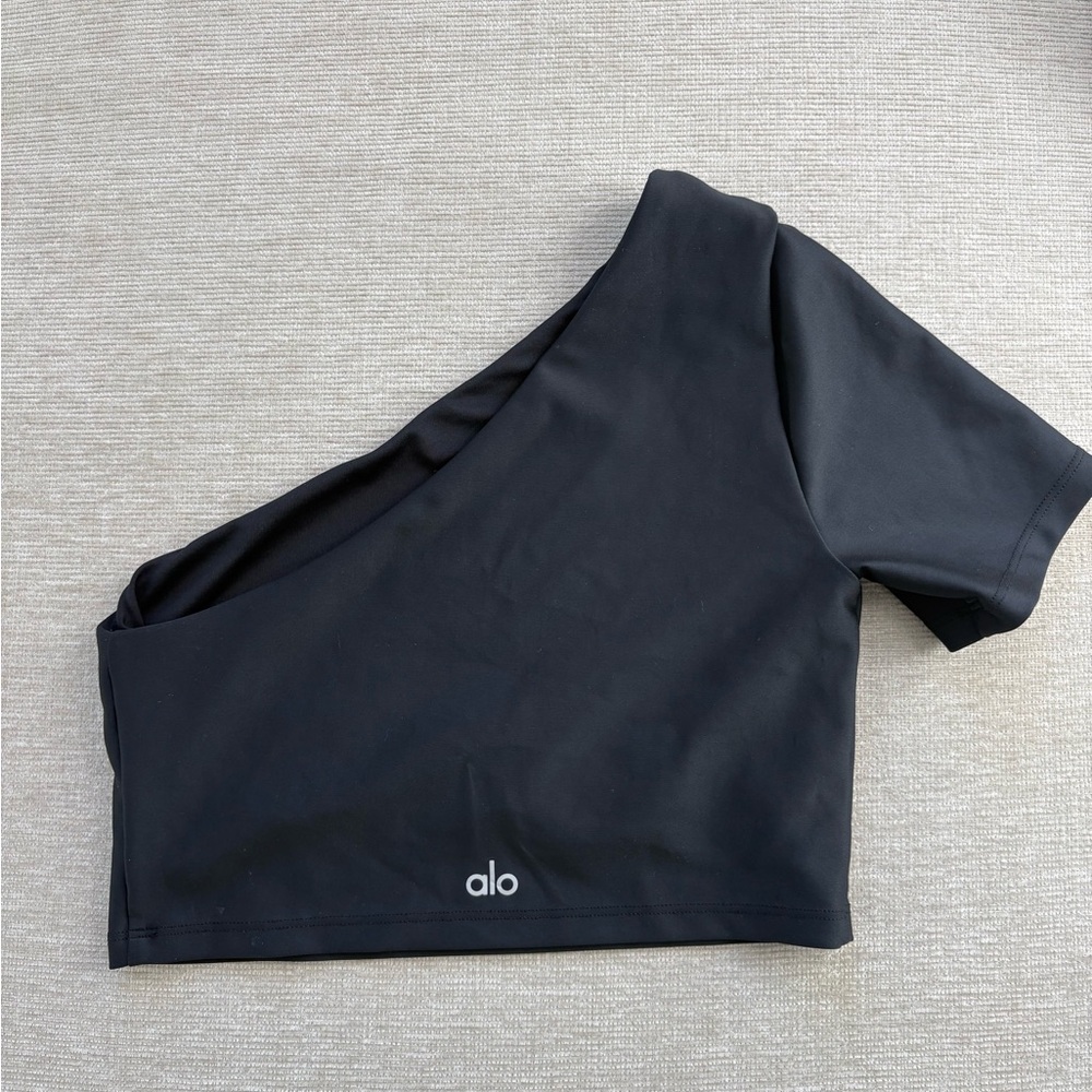 Alo Black One-Shoulder Top